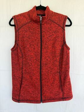 Exertek Women's Red Black Heathered Fleece Full Zip Vest Size Medium